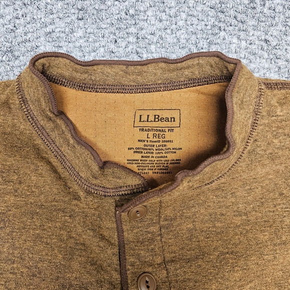 LL Bean Mens Traditional Fit Long Sleeve Henley Shirt Lot of 2 Thermal Size L - Picture 3 of 9
